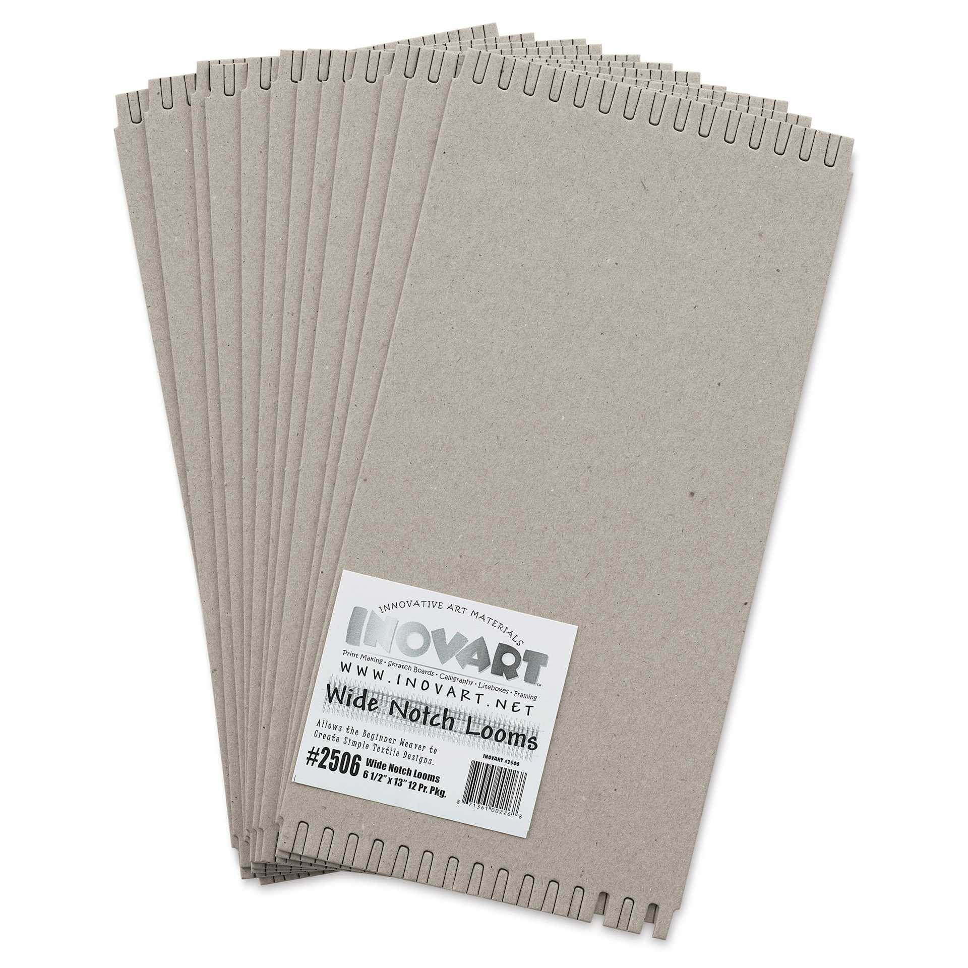 Wide Notch Chipboard Weaving Loom - 6-1/2" x 13", Pkg of 12, fanned out