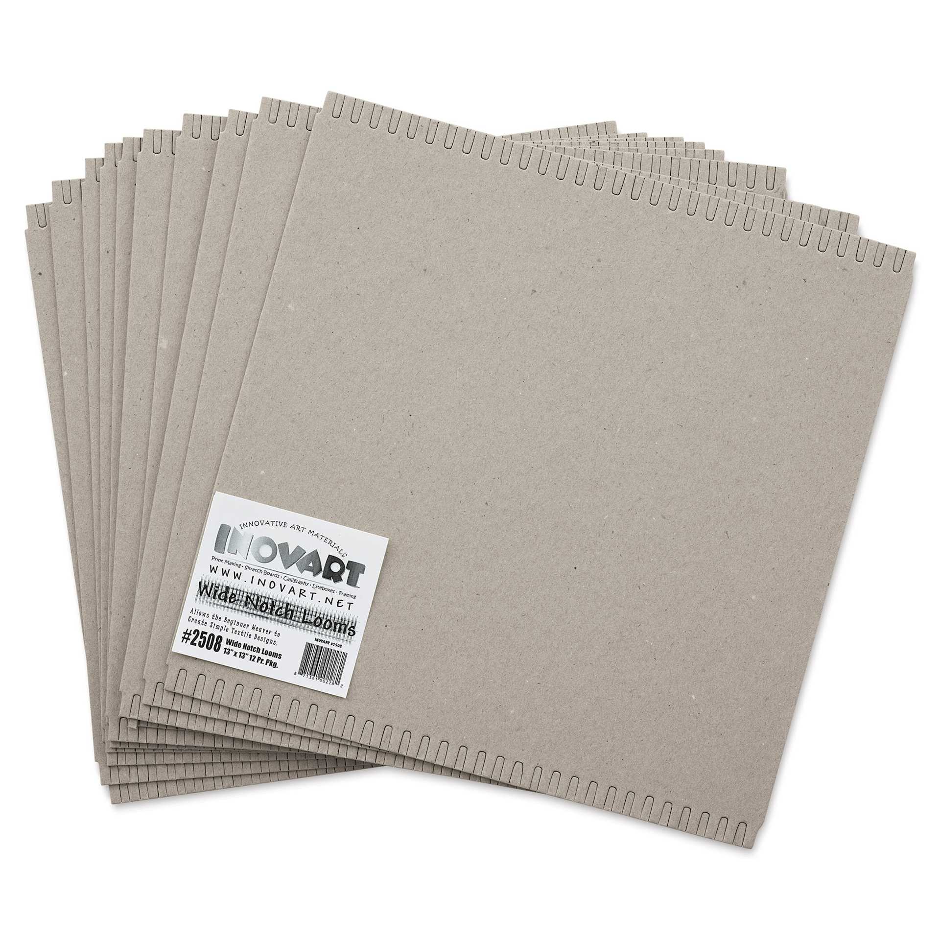 Wide Notch Chipboard Weaving Loom - 13" x 13", Pkg of 12, fanned out