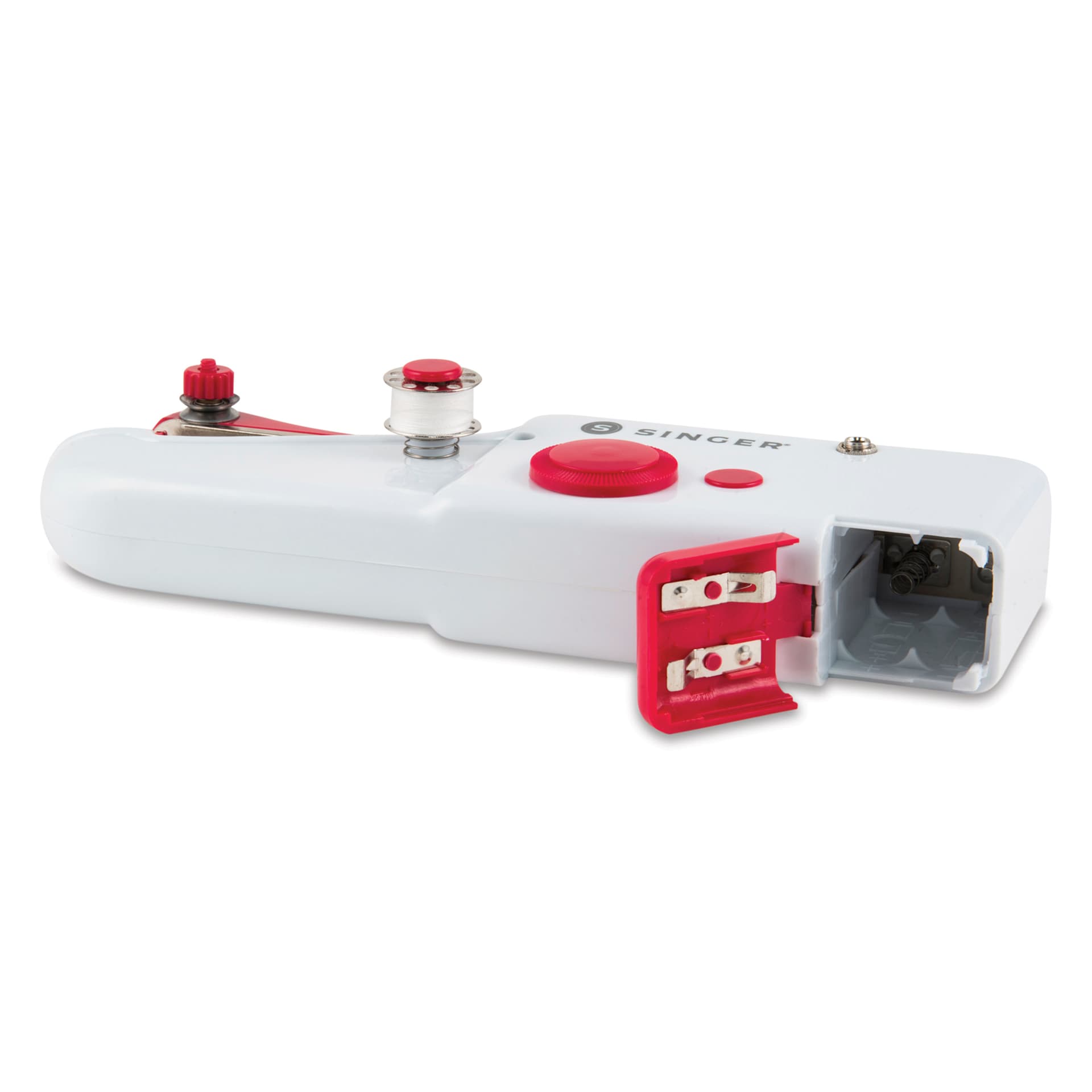 Singer Stitch Sew Quick Handheld Mending Machine laying on its side