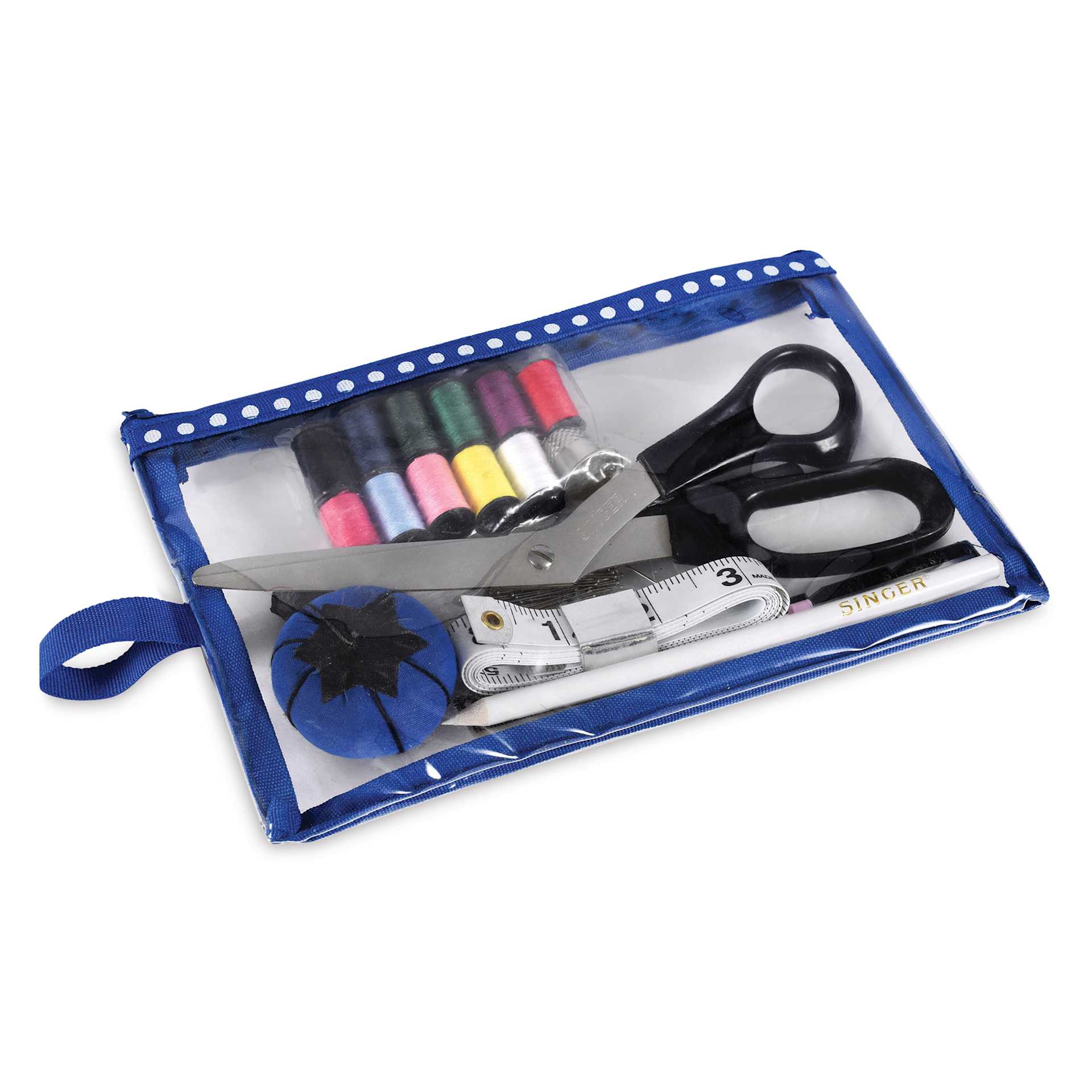 Singer Beginner's Deluxe Sewing Kit contents inside of included pouch