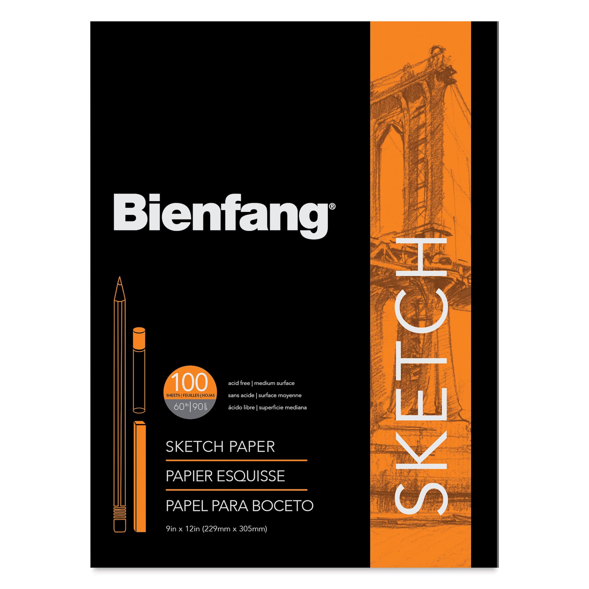 Bienfang Tapebound Sketch Pad - 9" x 12", 100 Sheets