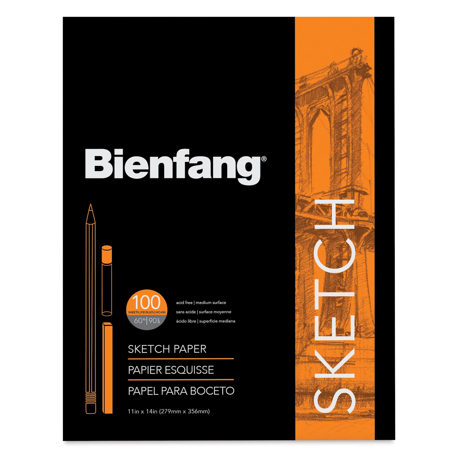 Bienfang Tapebound Sketch Pad - 11" x 14", 100 Sheets