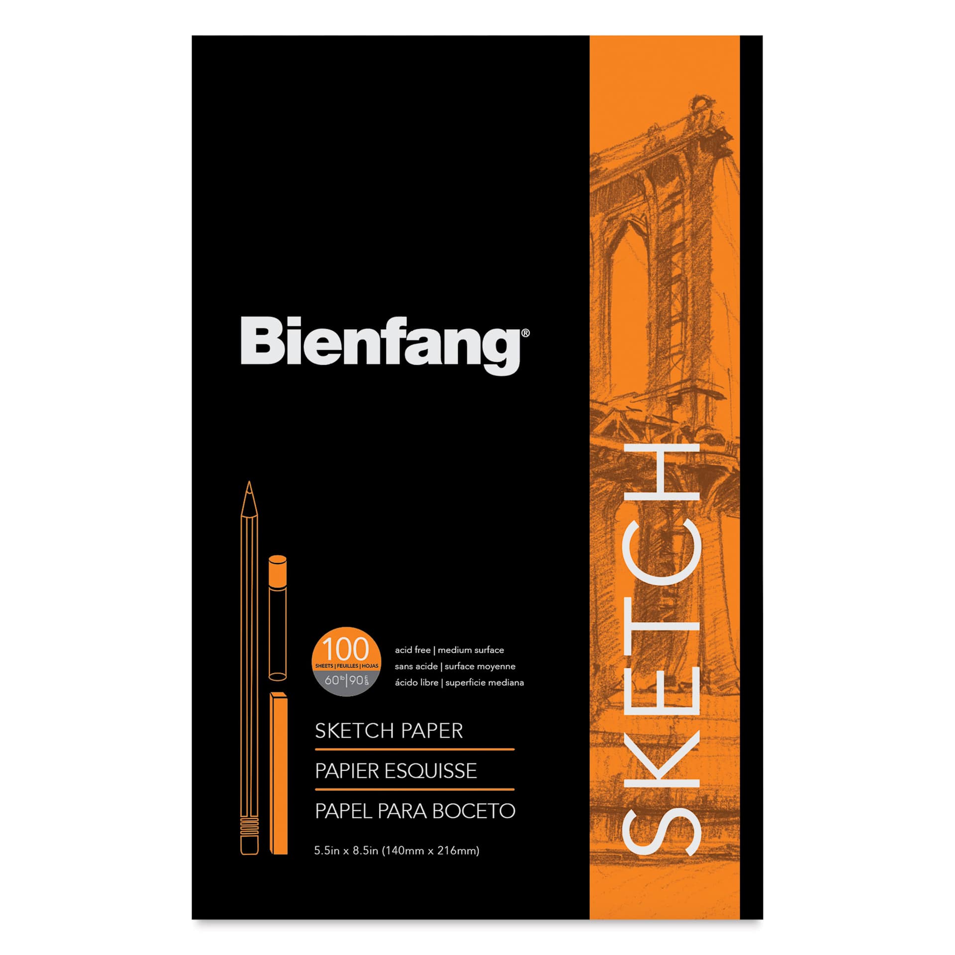 Bienfang Tapebound Sketch Pad - 5-1/2" x 8-1/2",  100 Sheets