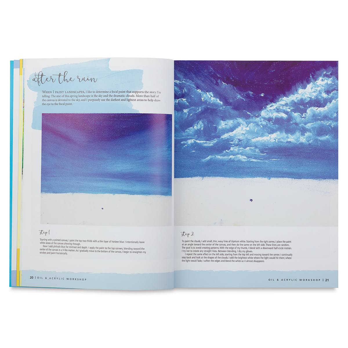 Oil and Acrylic Workshop - Spread showing clouds after rain
