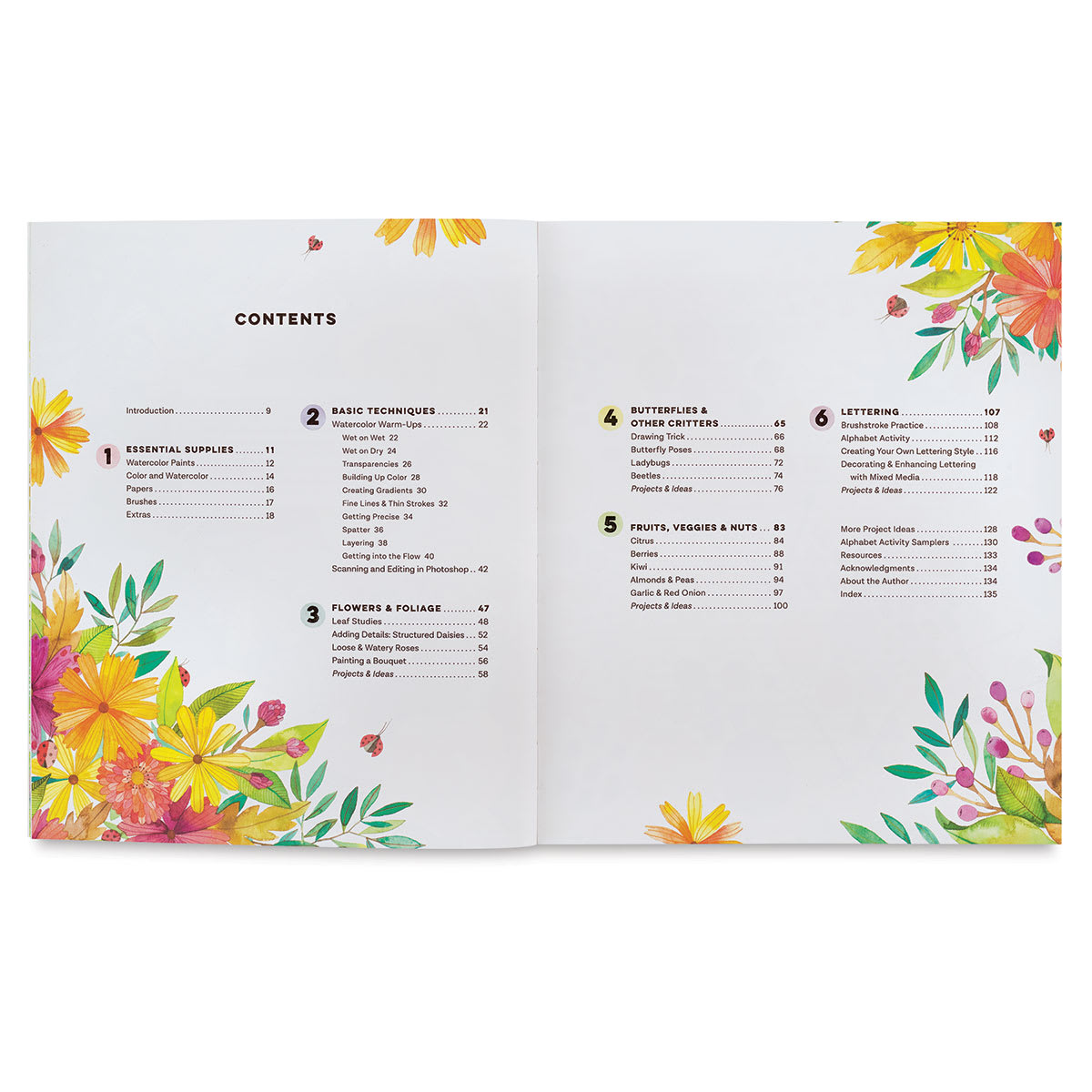 Creative Watercolor - Inside cover showing Table of Contents
