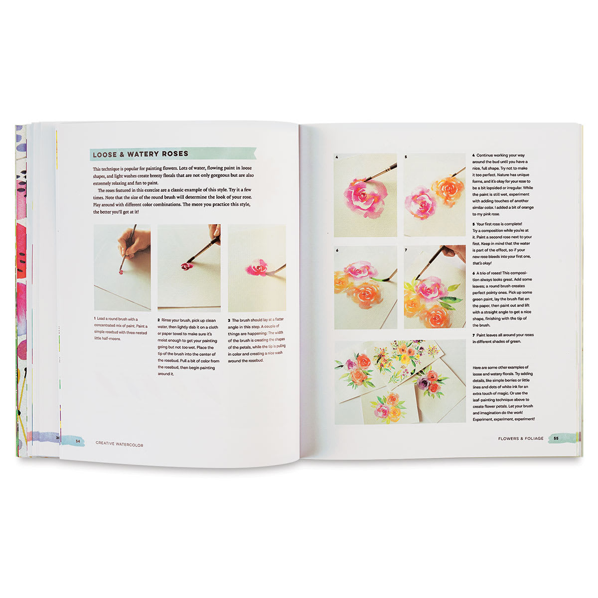 Creative Watercolor - Inside spread with instructions on painting roses
