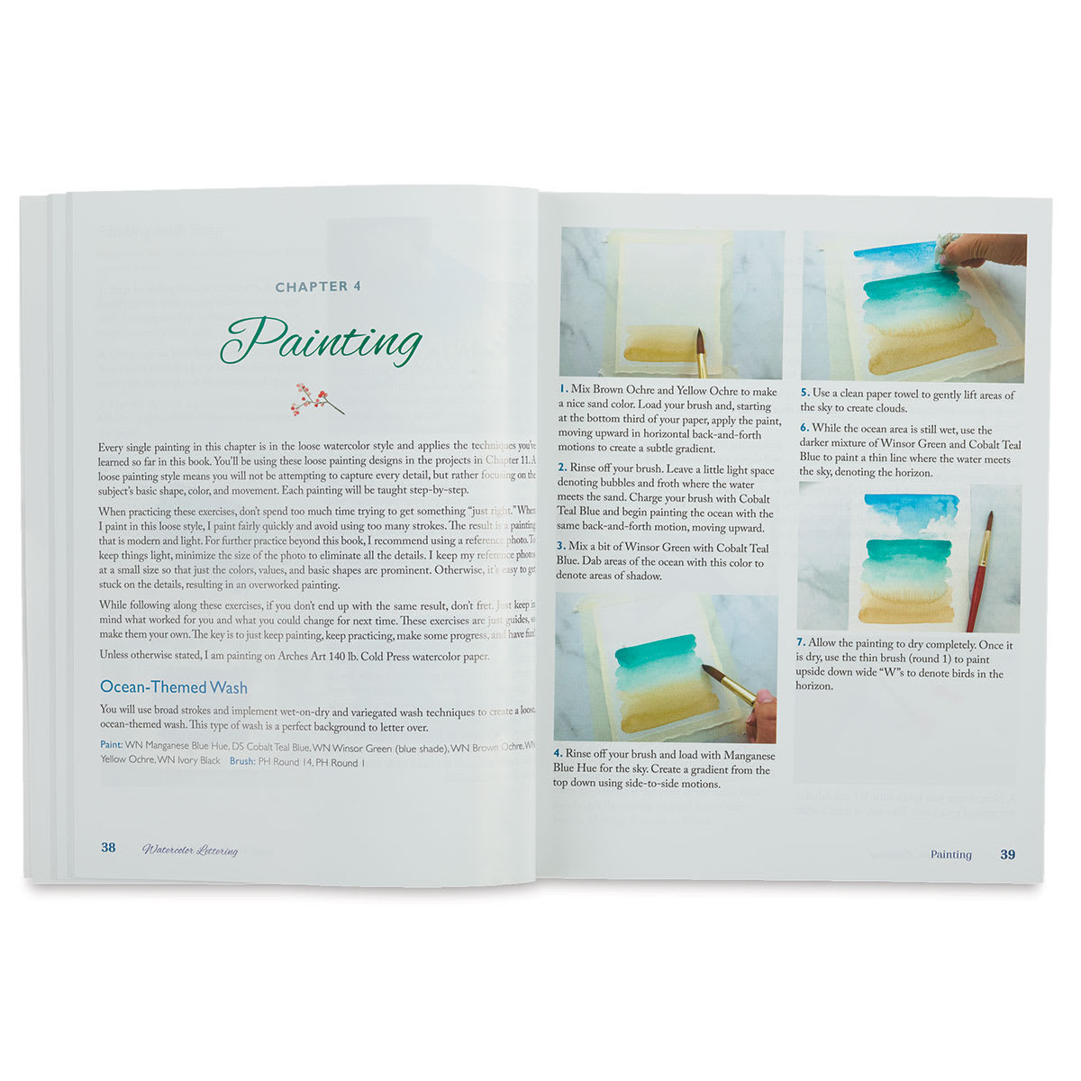 Watercolor Lettering - Inside spread of chapter on Painting