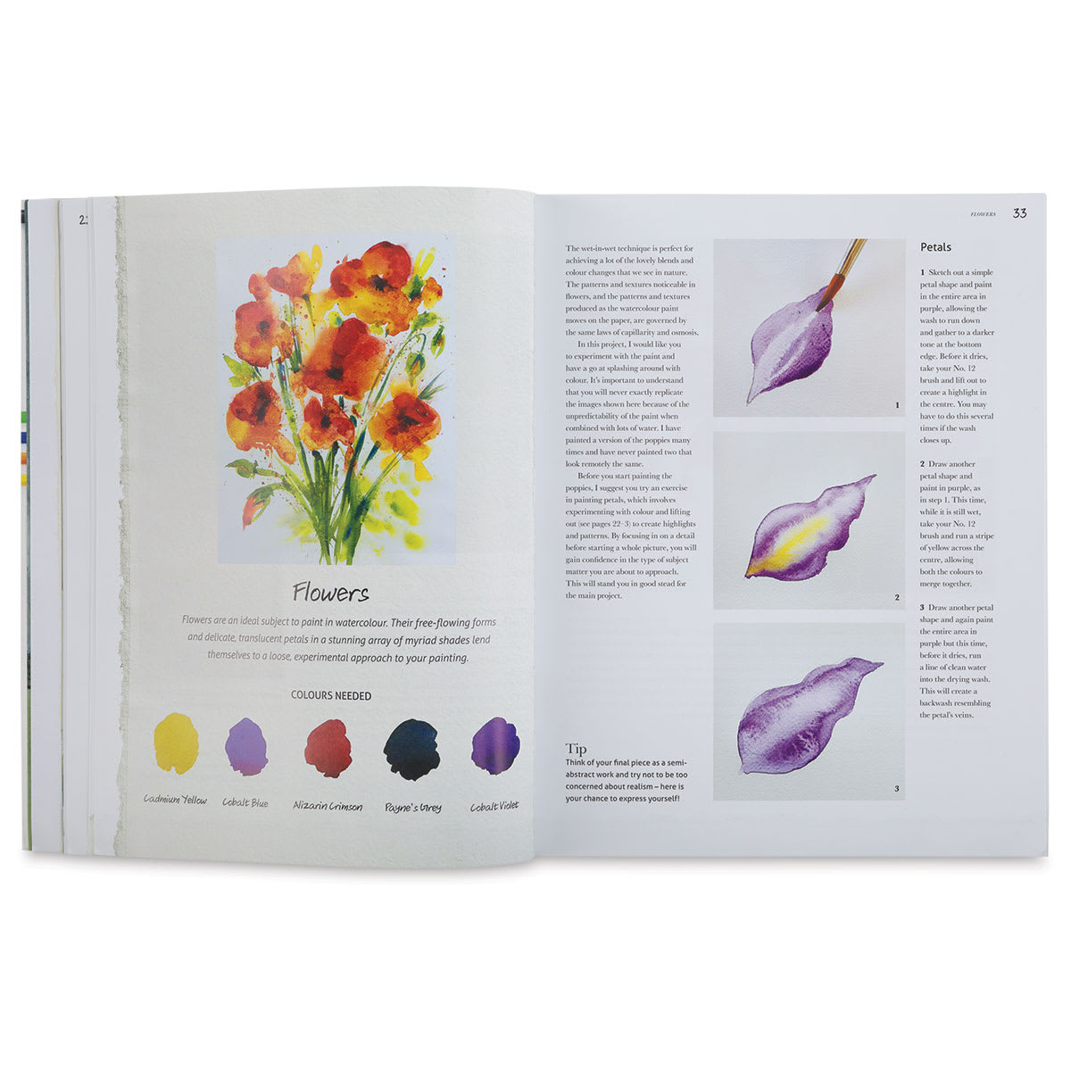 Painting and Drawing Techniques and Tutorials for Beginners, Book Page, Flowers