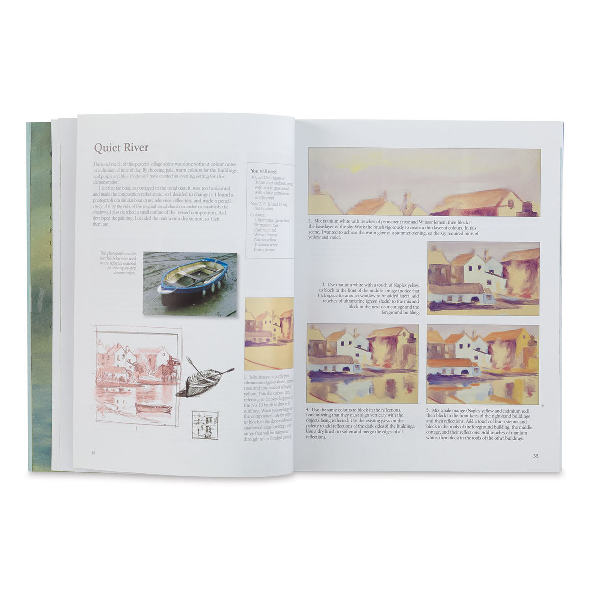 Oil Painting Step-By-Step - Inside spread on painting a Quiet River