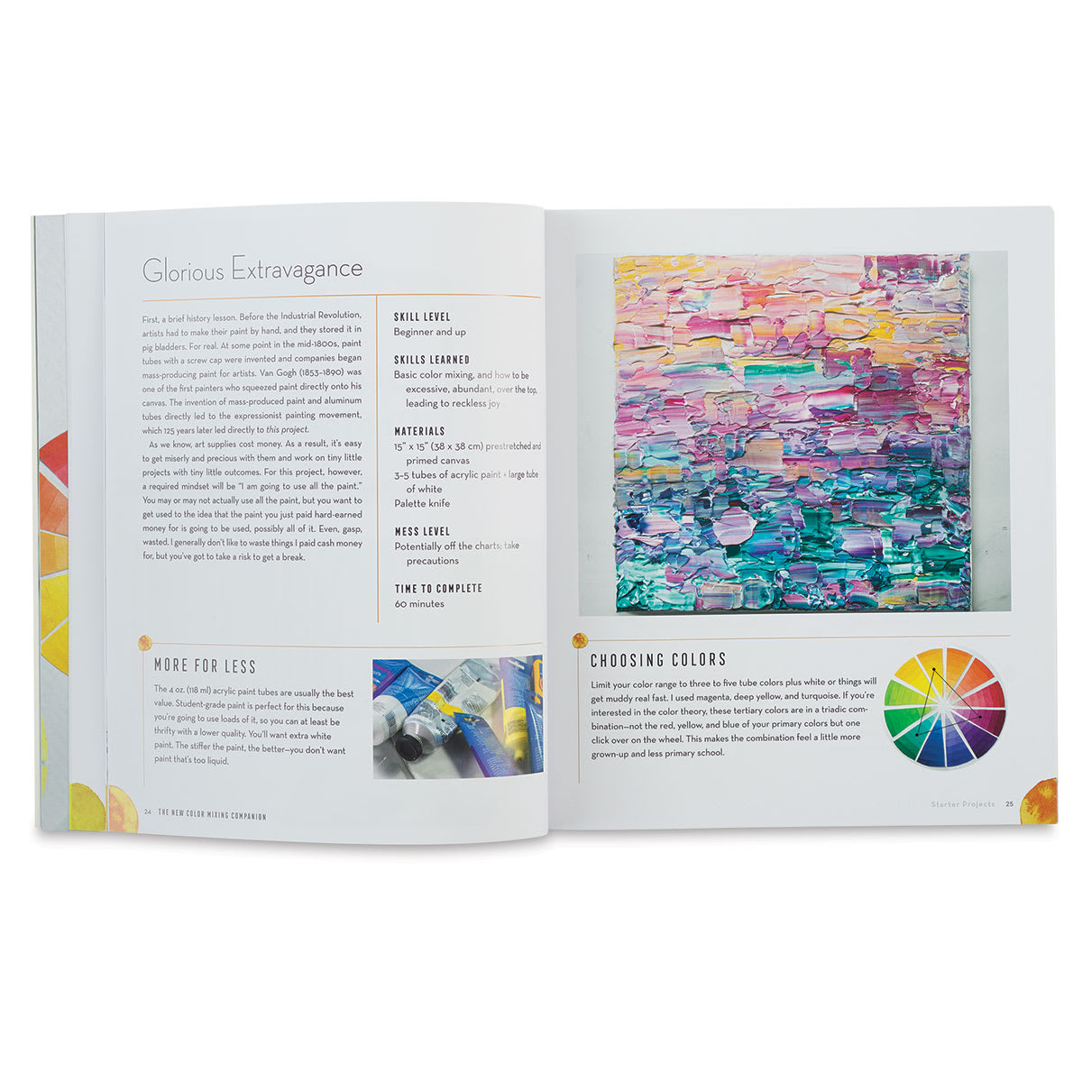 The New Color Mixing Companion - Spread of Color Project using Palette Knife and Paints