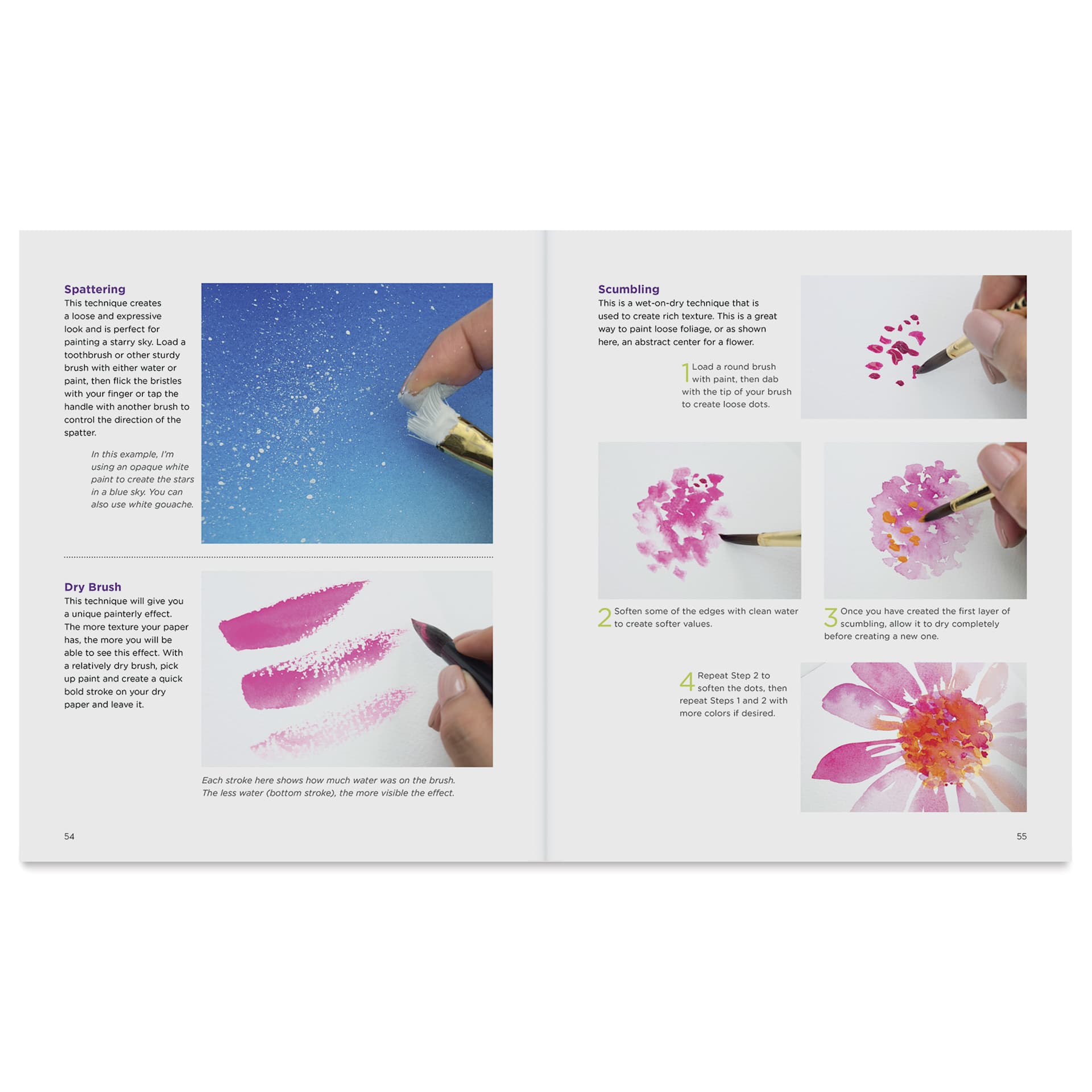 Hello, Watercolor! Activity Book, various painting techniques
