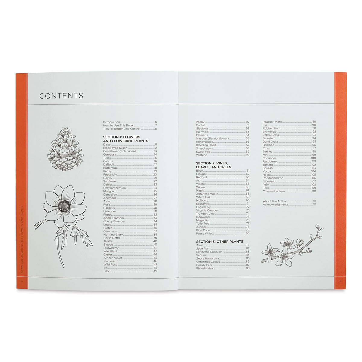100 Flowers and Plants - Inside spread of Table of Contents