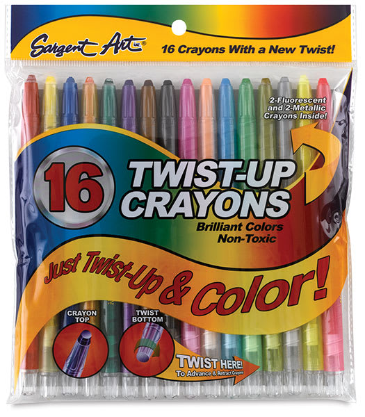 Sargent Art Twist-Up Crayons - Front of package of 16 pc set

