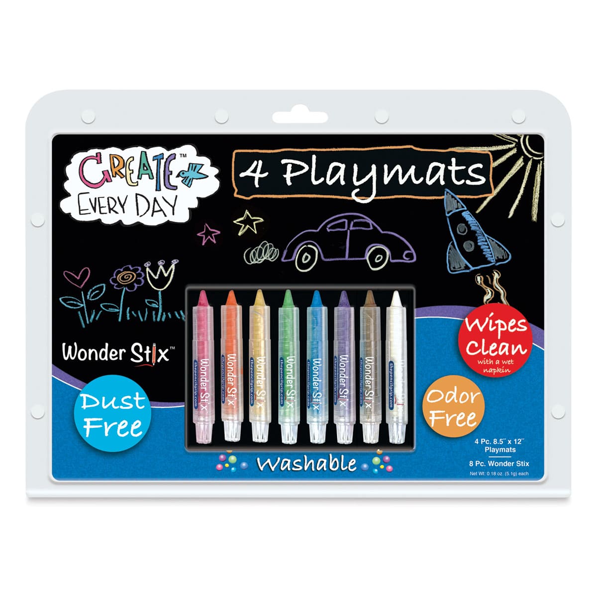 The Pencil Grip Wonder Stix Playmat Set - Set of 8 with Playmats, Assorted Colors (In packaging)