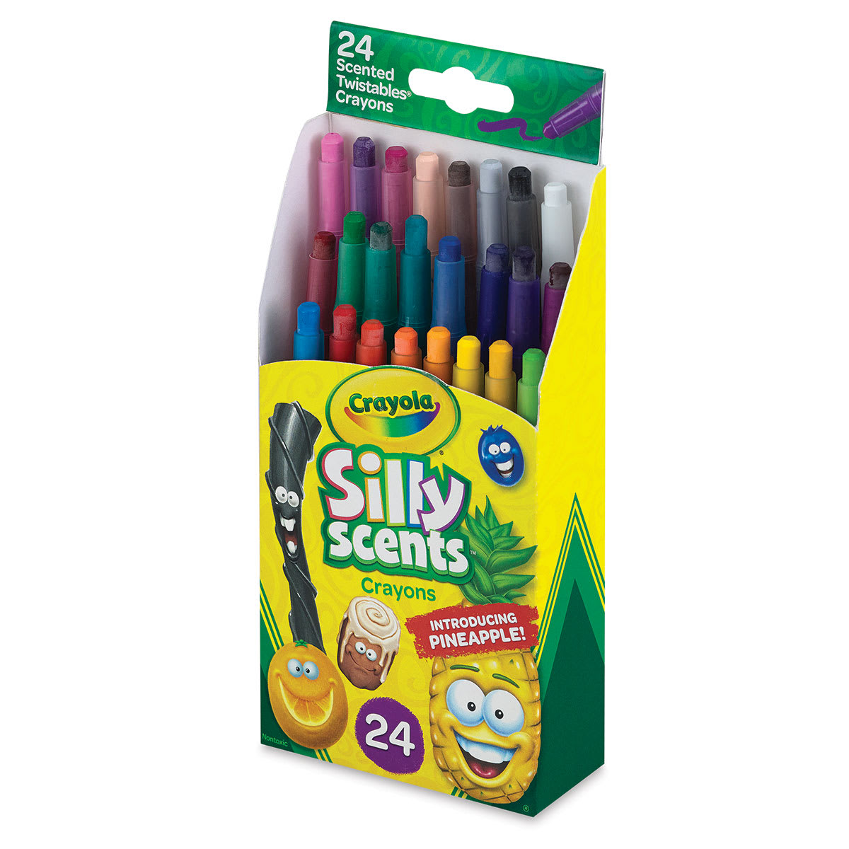 Crayola Silly Scents Mini Twistables Crayons - Front of open package of 24 Twistable Crayons
