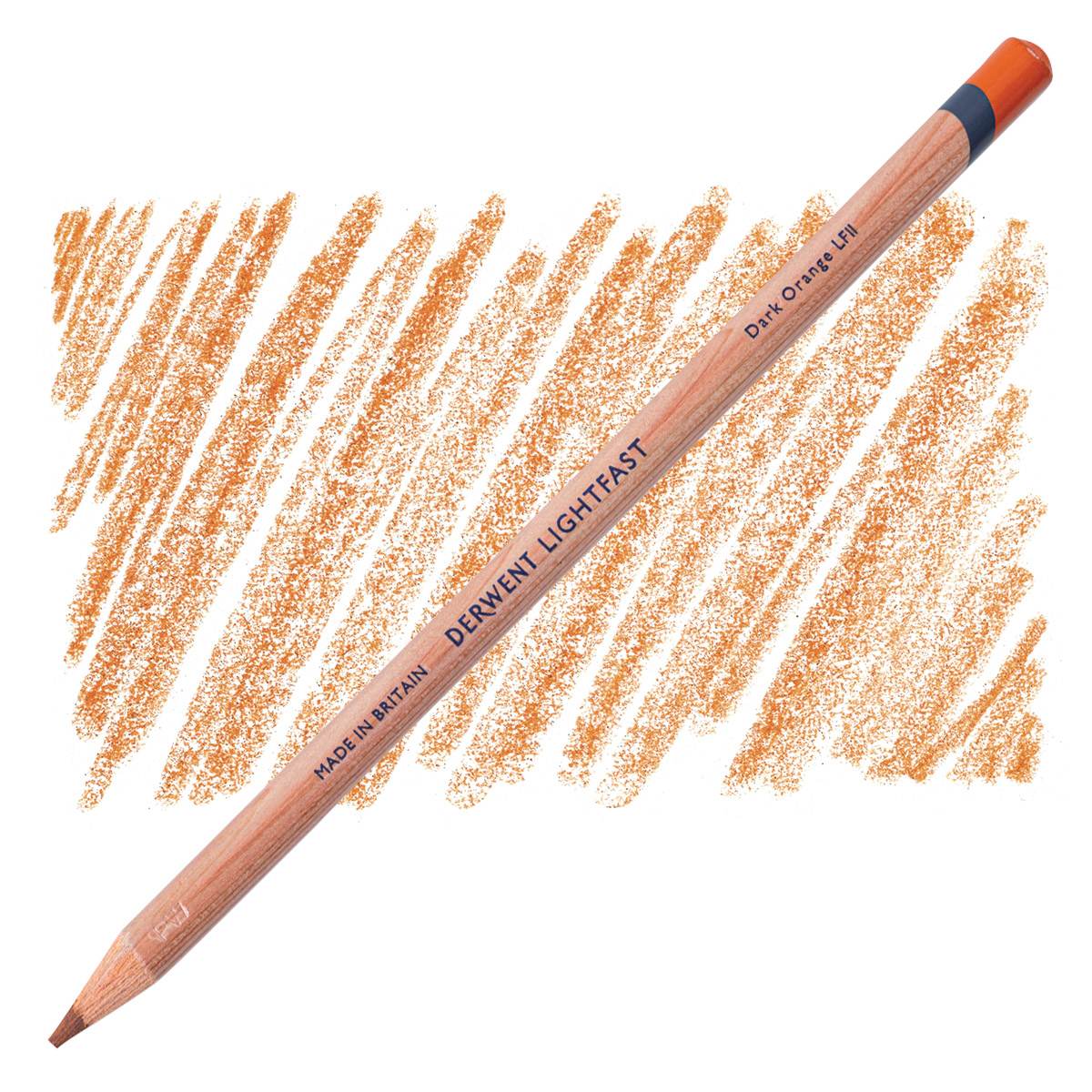 Derwent Lightfast Colored Pencil - Dark Orange pencil and swatch