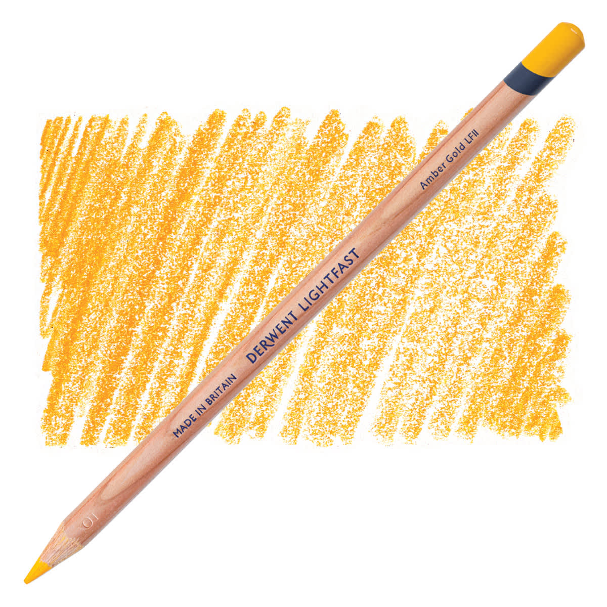 Derwent Lightfast Colored Pencil - Amber Gold pencil and swatch