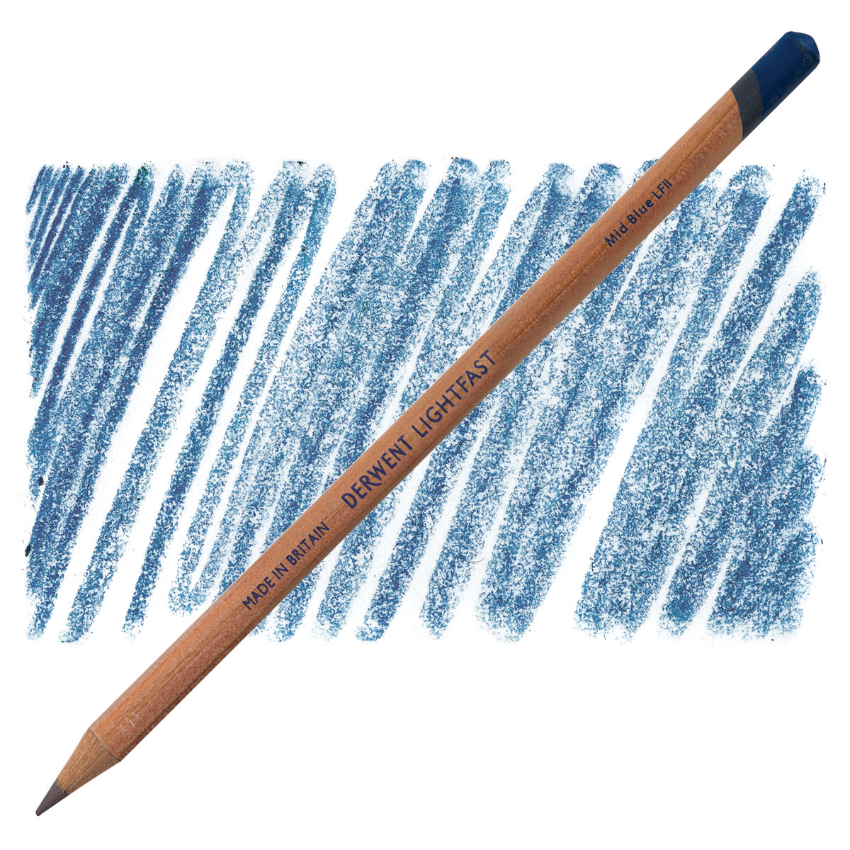 Derwent Lightfast Colored Pencil - Mid Blue pencil and swatch