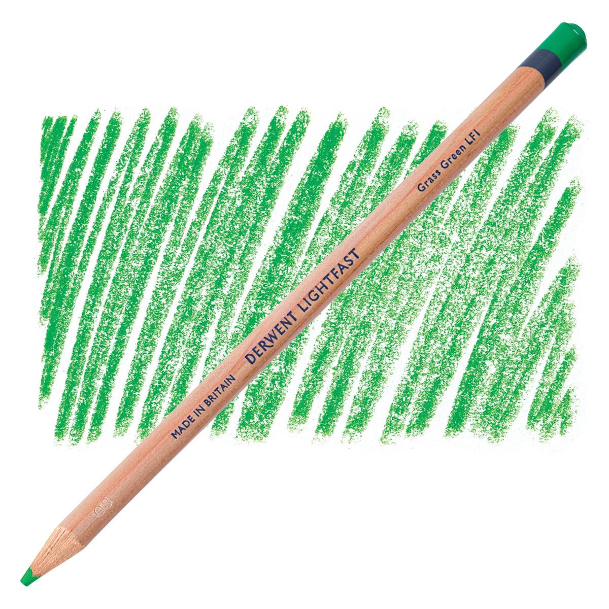 Derwent Lightfast Colored Pencil - Grass Green pencil and swatch