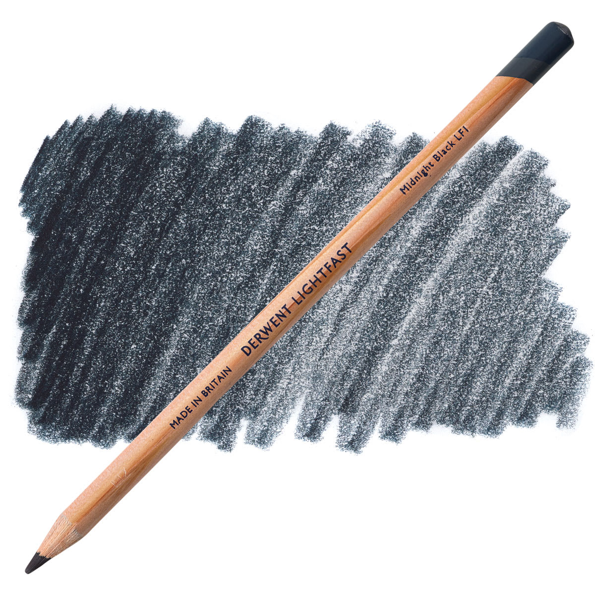 Derwent Lightfast Colored Pencil - Midnight Black pencil and swatch