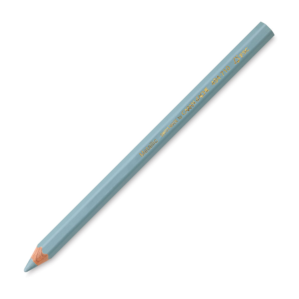Caran D 'Ache Colorblock Maxi Metallic Pencils - Angled view of Green Pencil