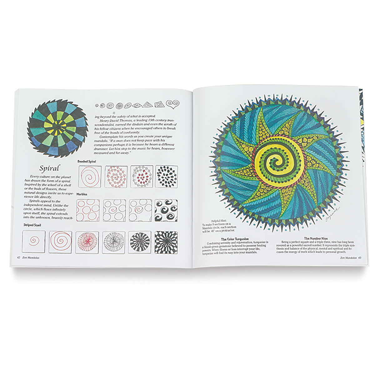 Zen Mandalas - Inside spread showing spirals and circles
