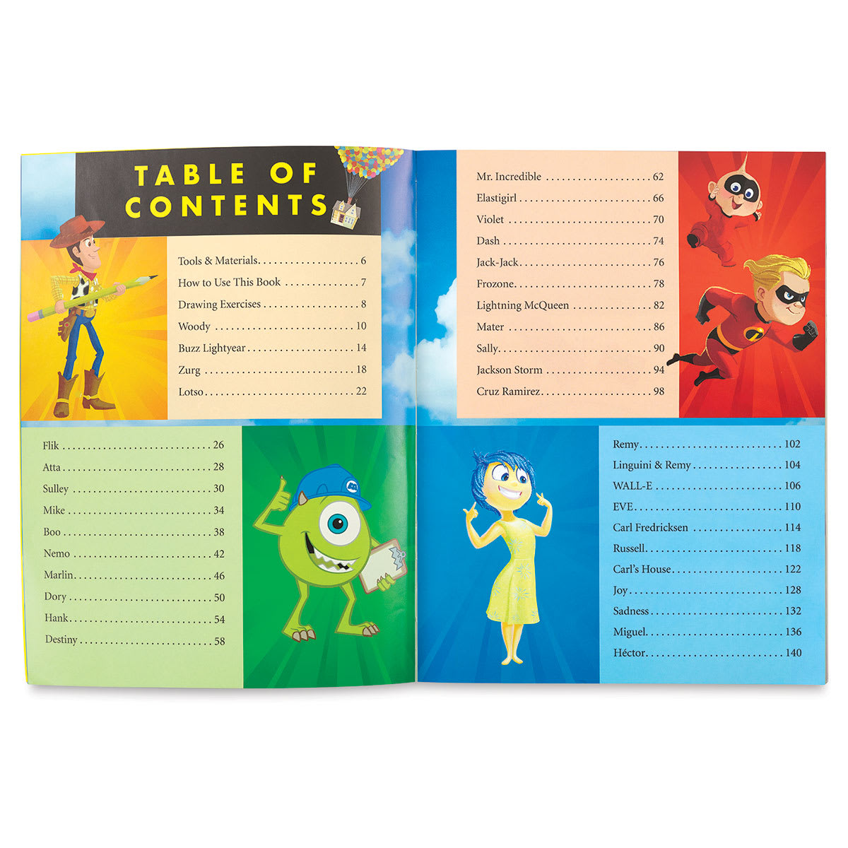 Learn to Draw Your Favorite Disney Pixar Characters - Table of Contents
