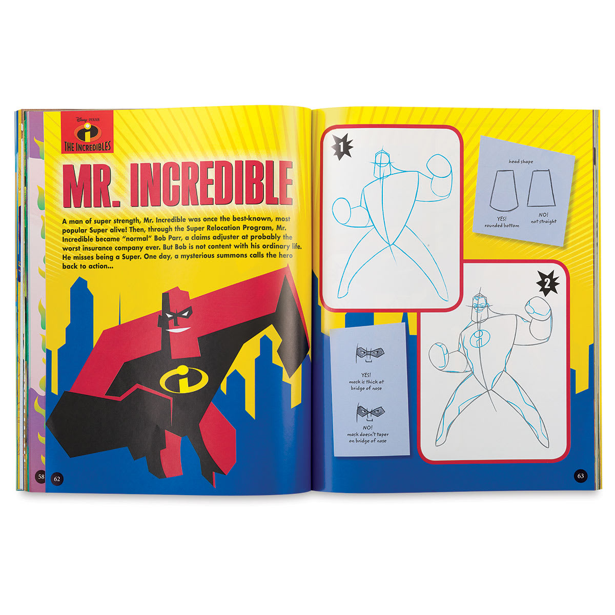 Learn to Draw Your Favorite Disney Pixar Characters - Instructions to draw Mr. Incredible