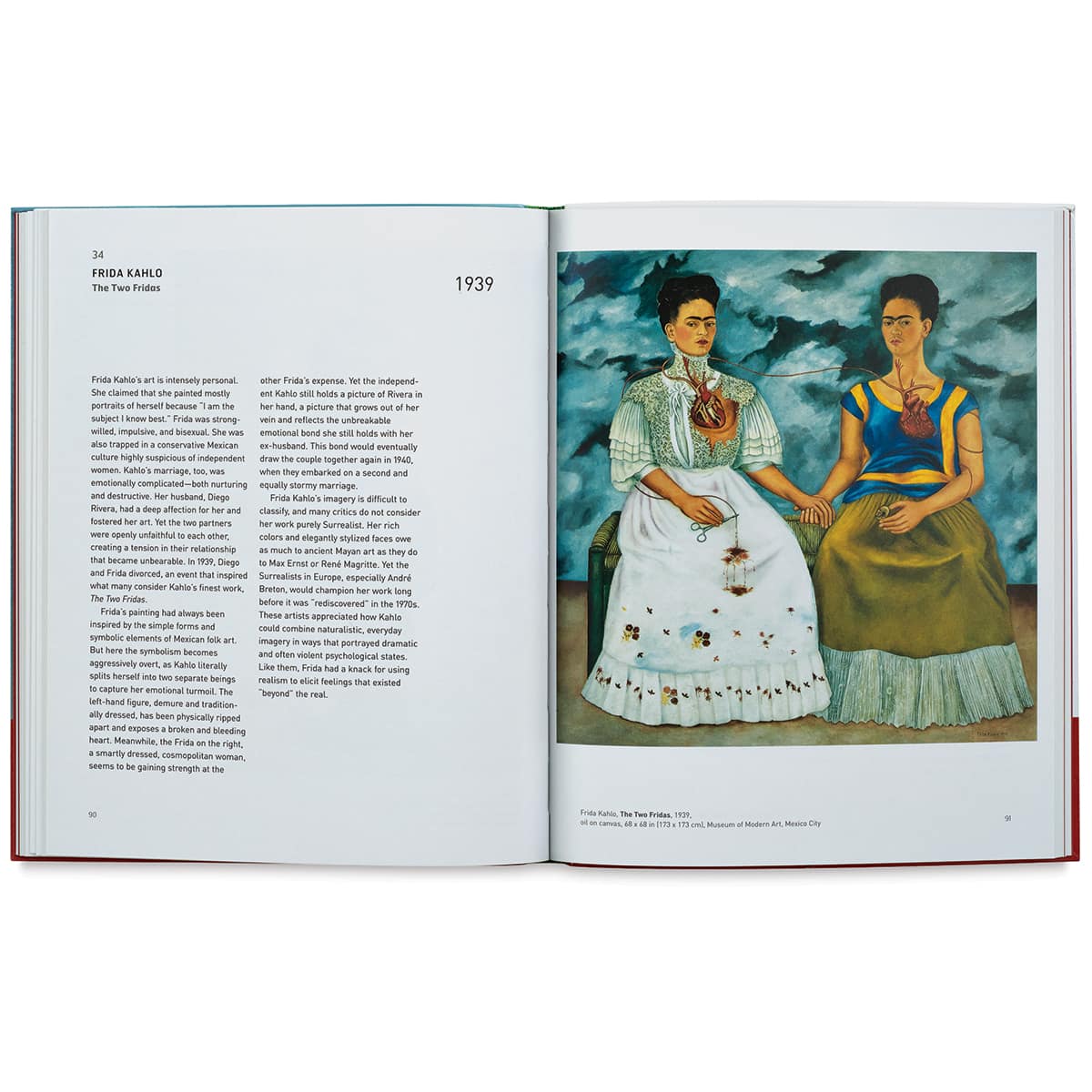Surrealism: 50 Works of Art You Should Know - Spread discussing Frida Kahlo's The two Fridas
