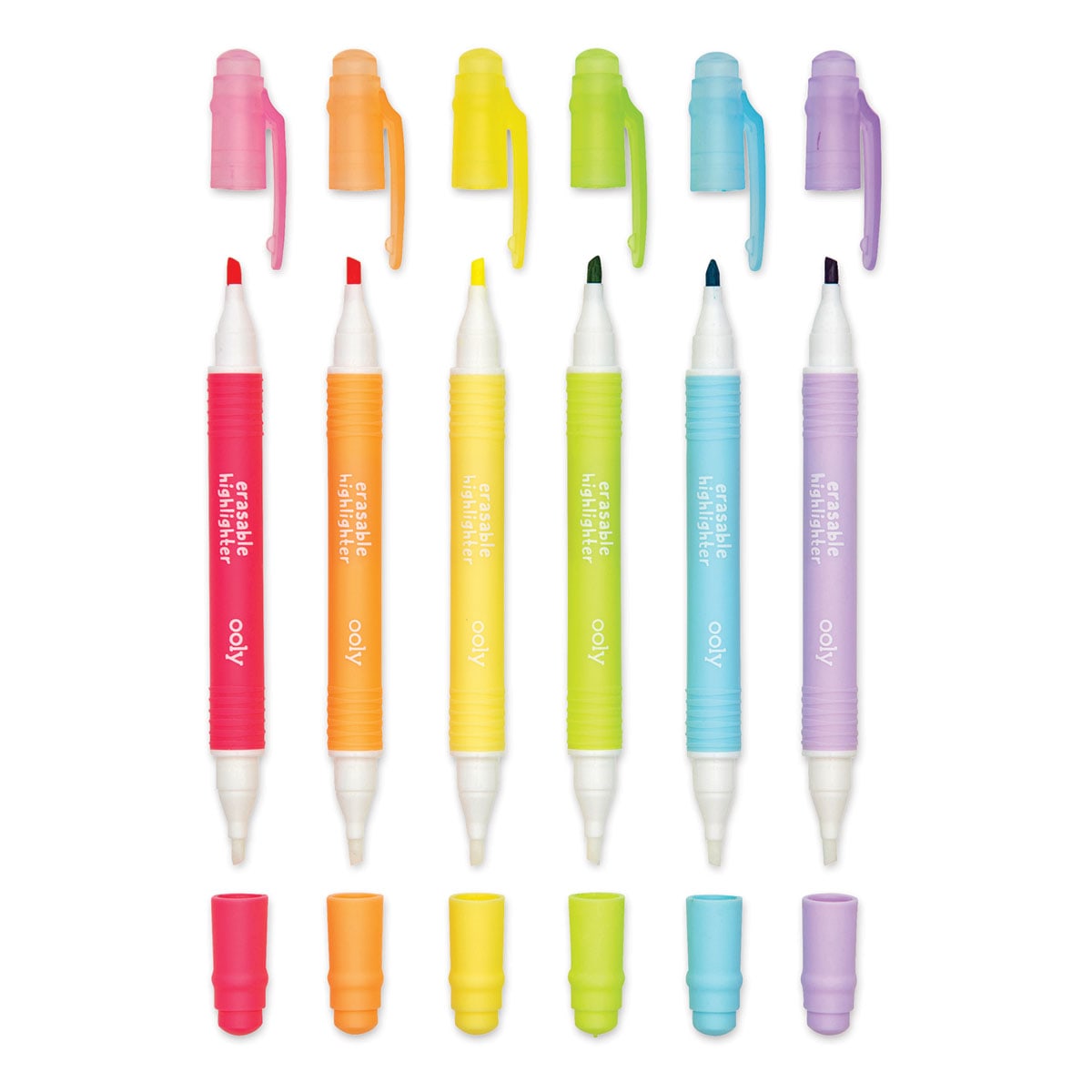 Ooly Mini Magic Liners Erasable Highlighters (six highlighters with caps off)