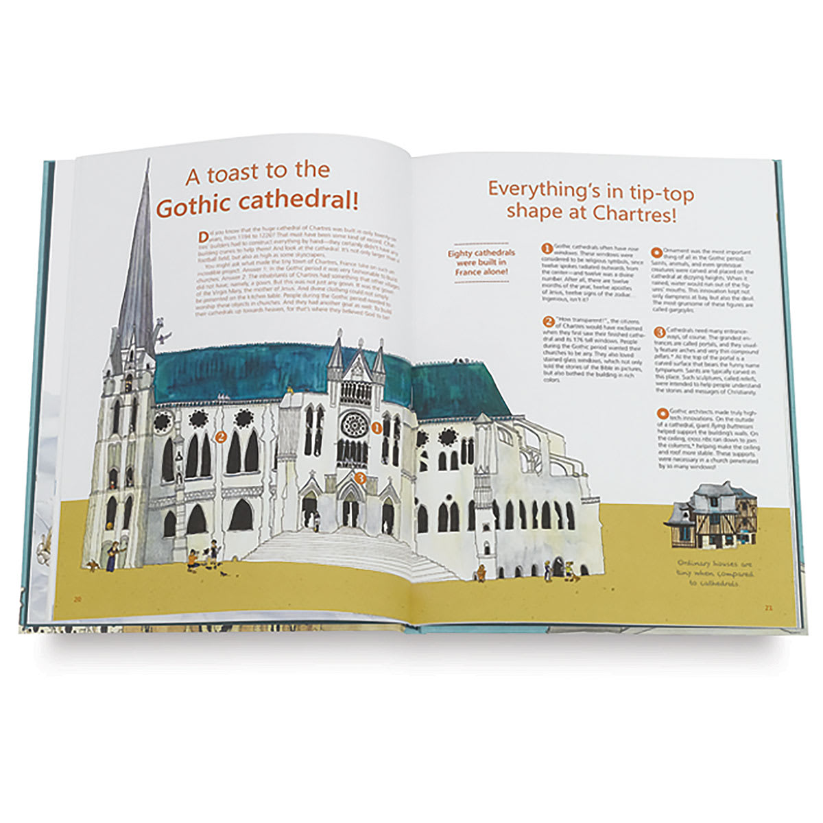 From Mud Huts to Skyscrapers - Spread discussing Gothic Cathedrals
