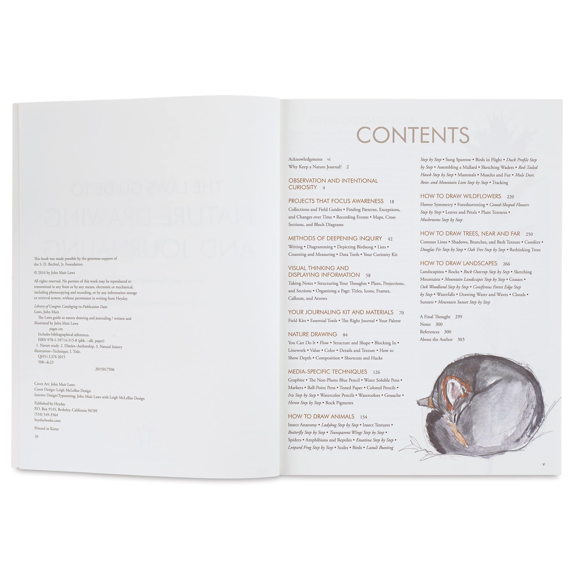 The Laws Guide to Nature Drawing and Journaling, table of contents
