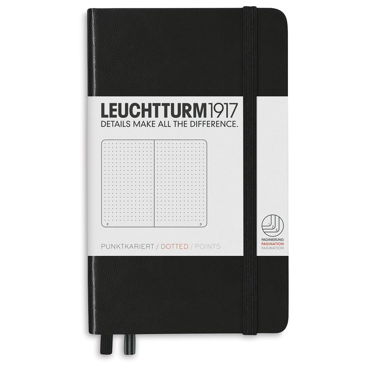 Leuchtturm1917 Dotted Hardbound Notebook - Black, 3-1/2" x 6"