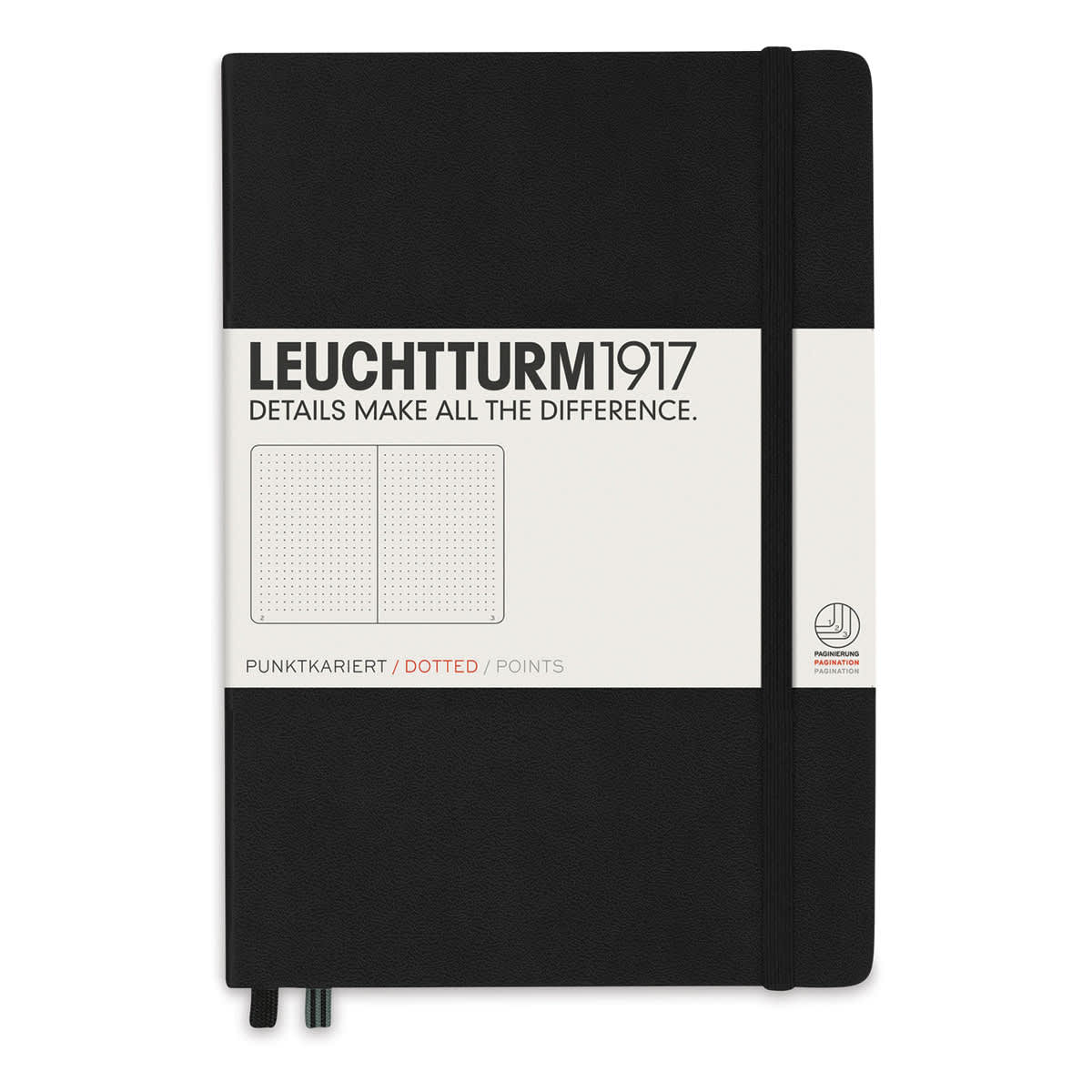 Leuchtturm1917 Dotted Hardbound Notebook - Black, 5-3/4" x 8-1/4"