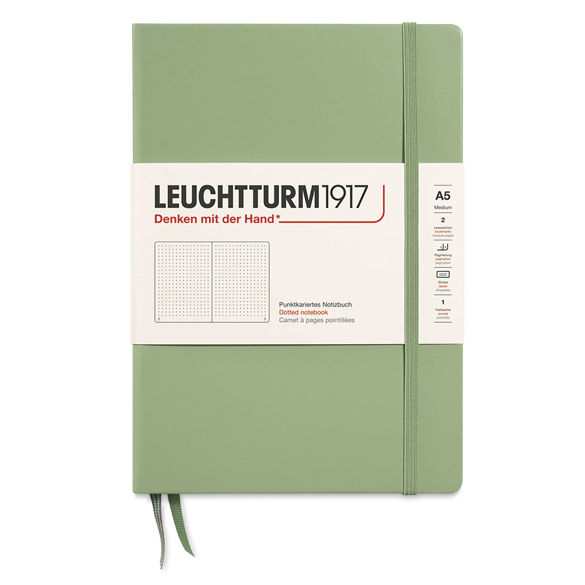 Leuchtturm1917 Dotted Hardbound Notebook - Sage, 5-3/4" x 8-1/4"