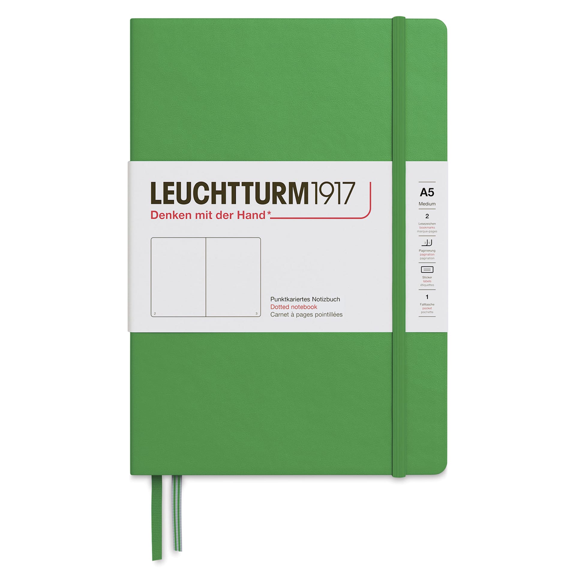 Leuchtturm1917 Dotted Hardbound Notebook - Spring Leaf, 5-3/4" x 8-1/4"