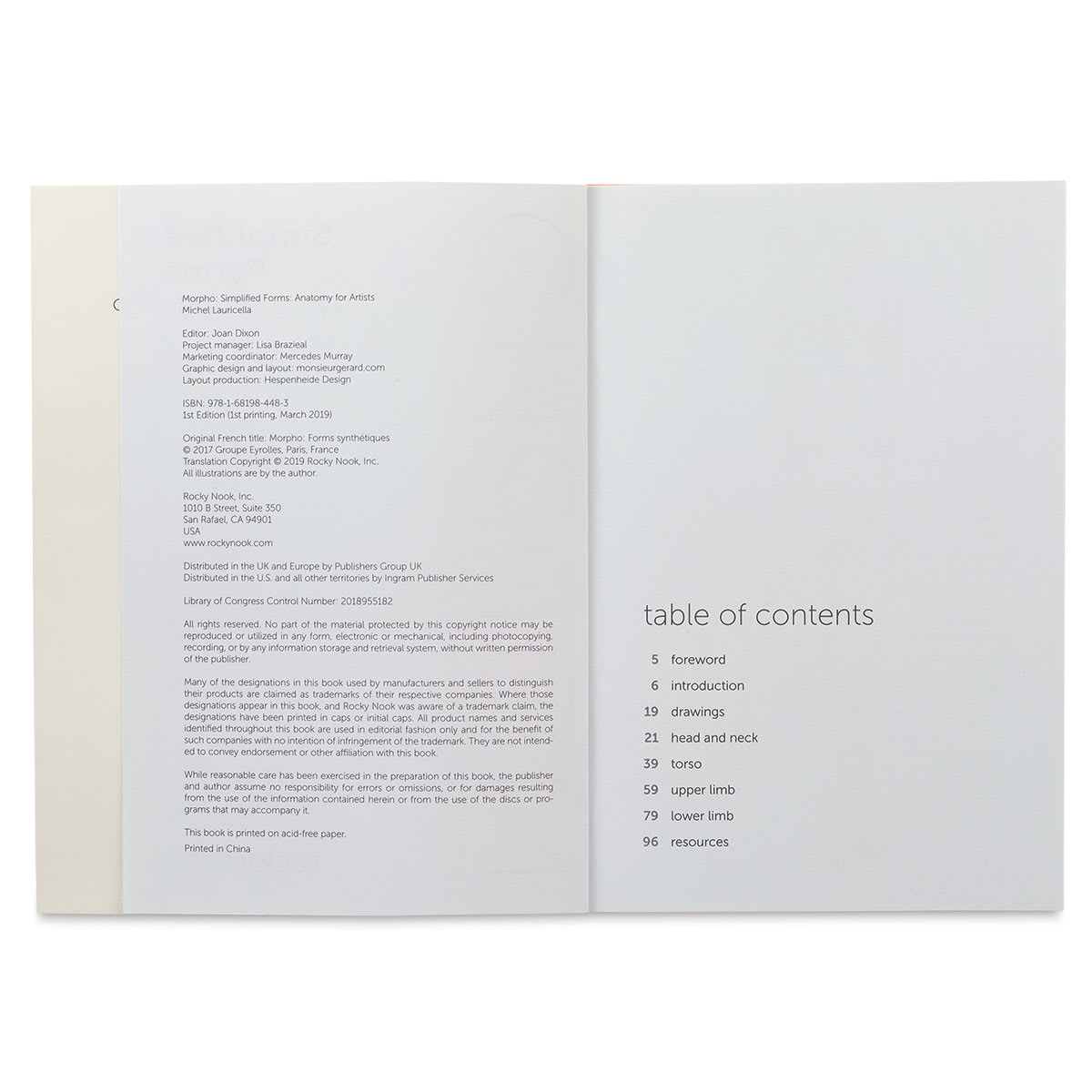 Anatomy for Artists Simplified Forms - Inside Table of Contents