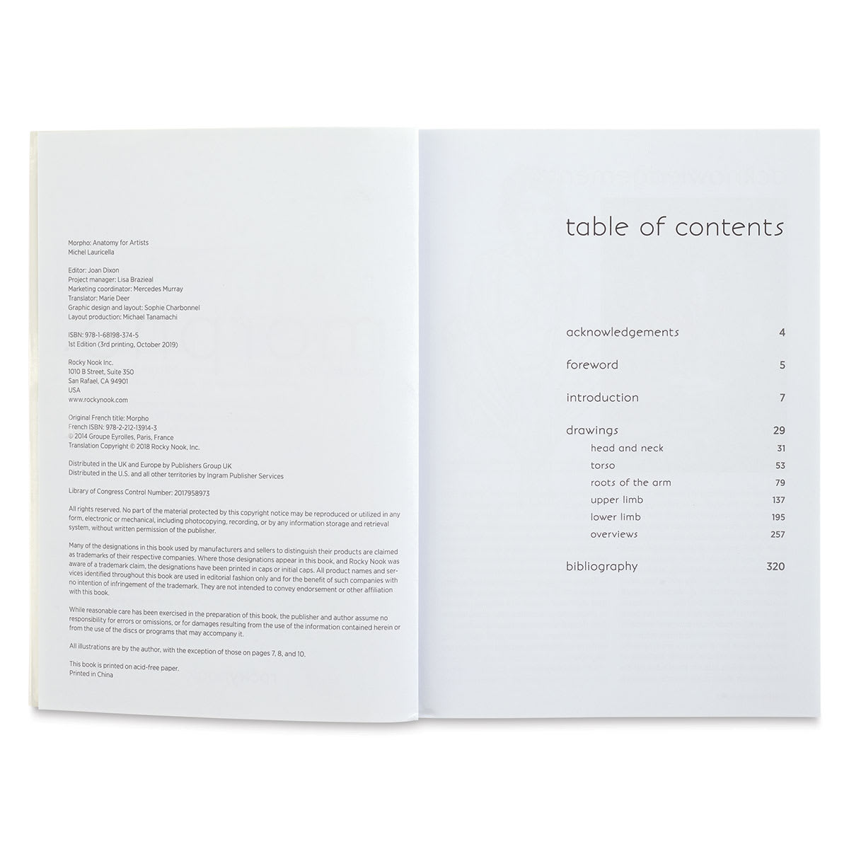 Anatomy for Artists - Spread of Table of Contents
