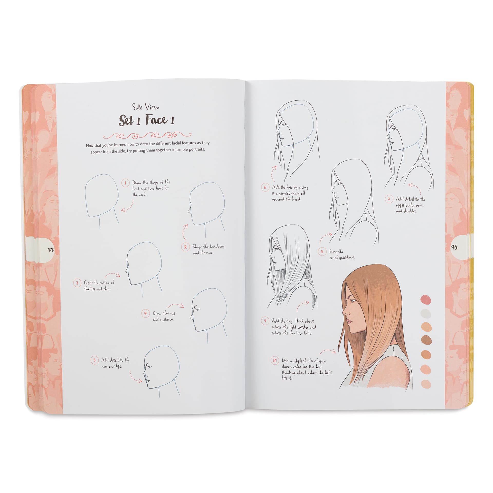 Walter Foster Ten-Step Drawing Book - People, Drawing a face, Side view