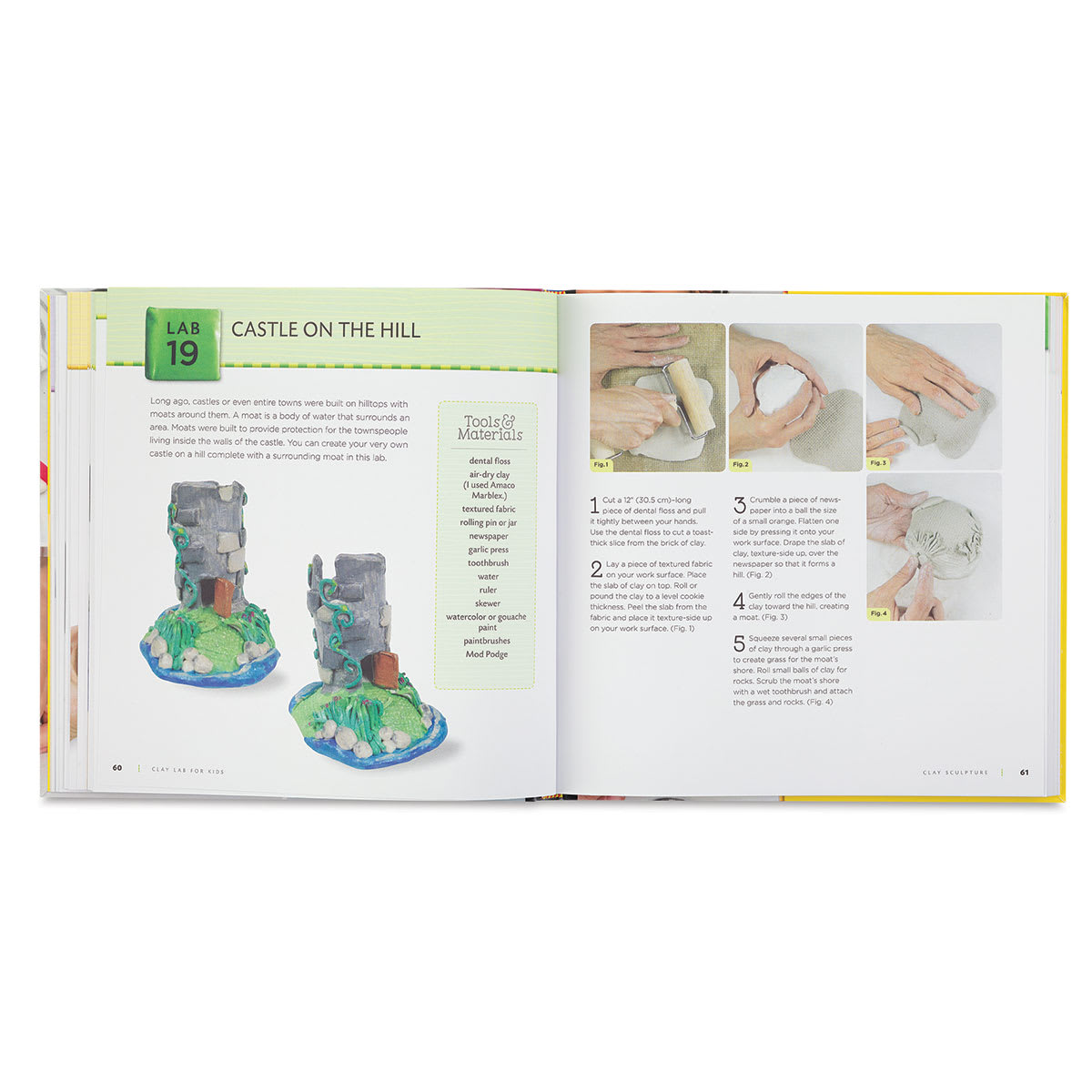 Clay Lab for Kids - Inside spread on building a castle
