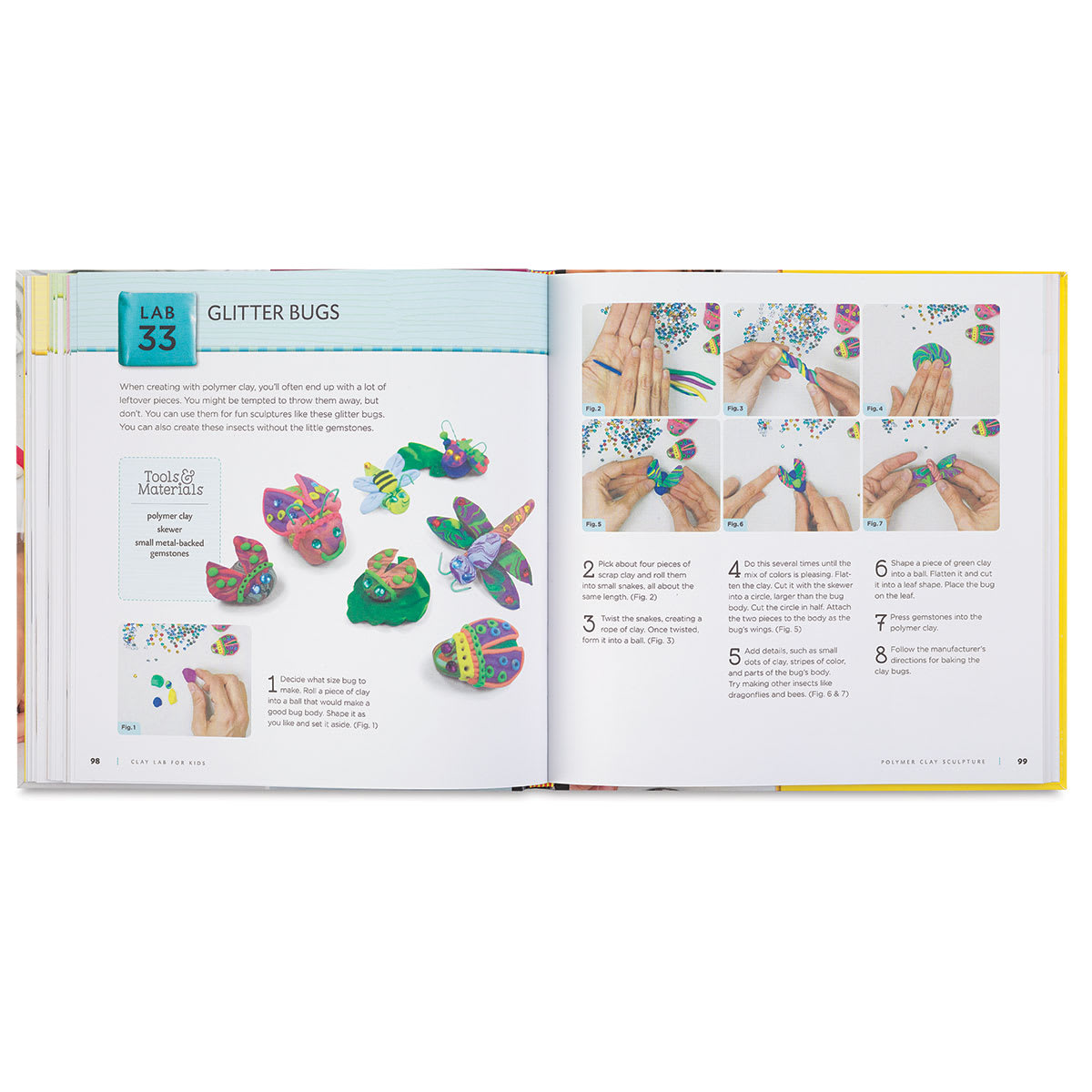 Clay Lab for Kids - Inside spread on molding fanciful Bugs
