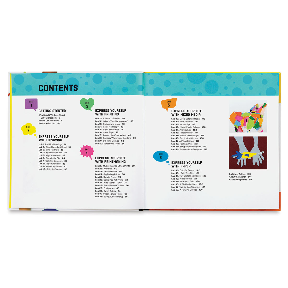 Art Lab for Kids: Express Yourself - Spread of Contents
