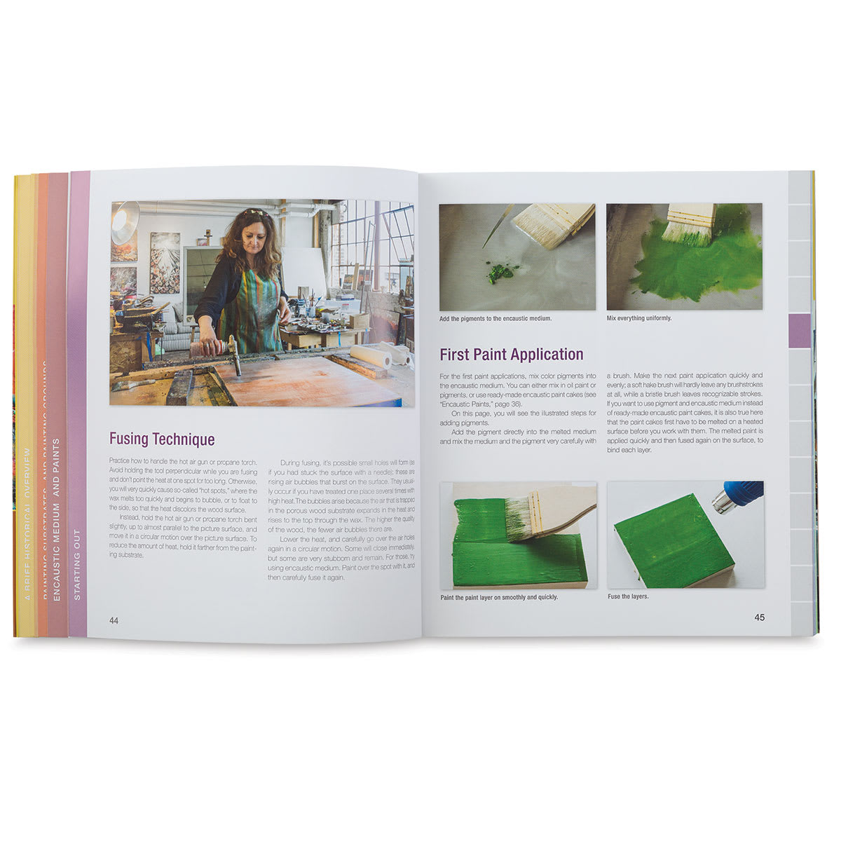How to Create Encaustic Art - Spread discussing Fusing Technique
