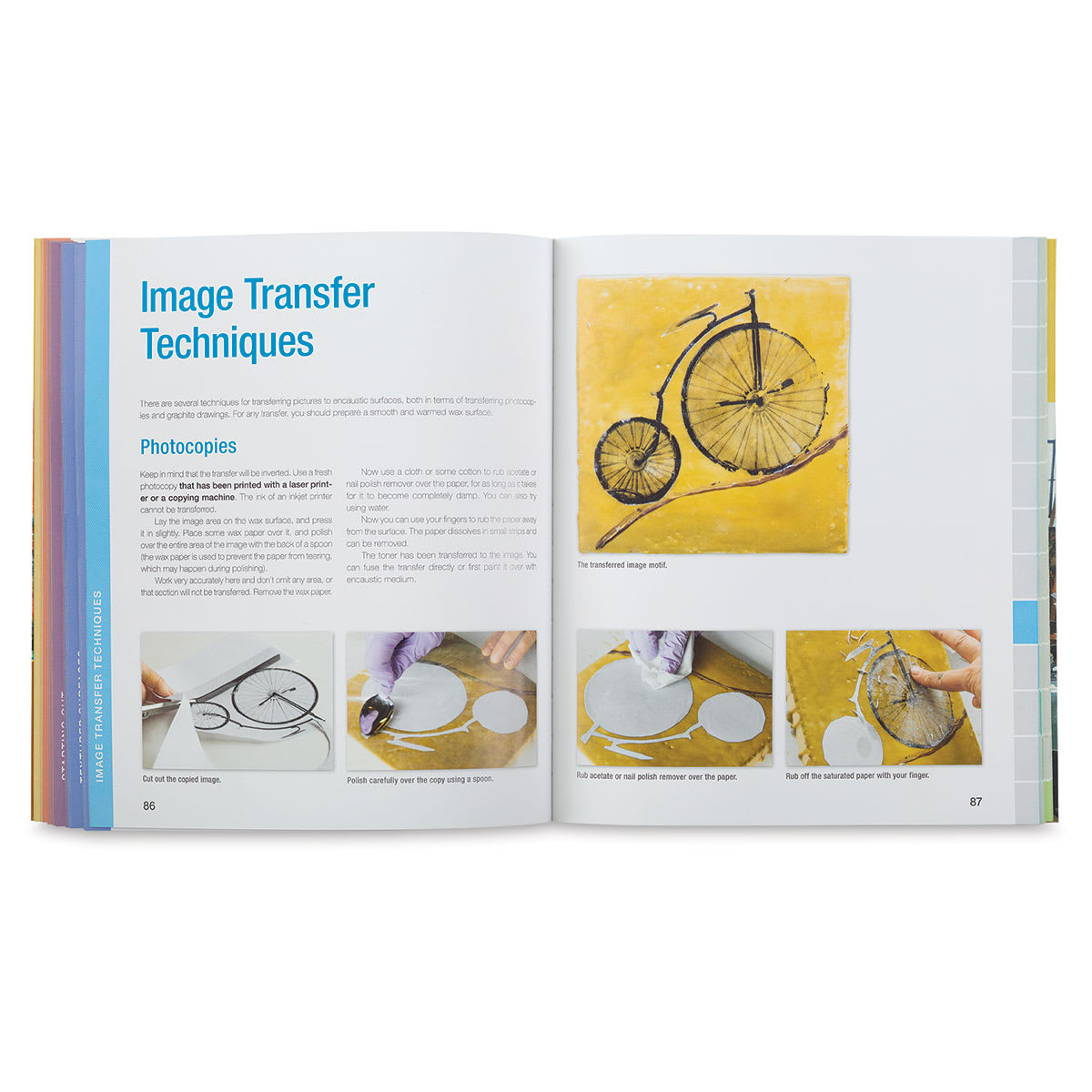 How to Create Encaustic Art - Spread discussing Image Transfer Techniques
