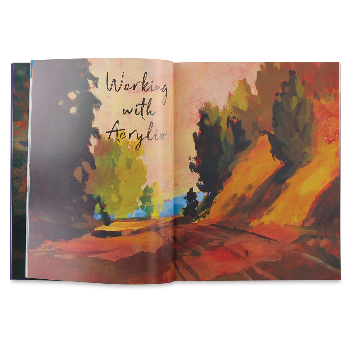En Plein Air: Acrylic - Inside spread titled "Working with Acrylics"
