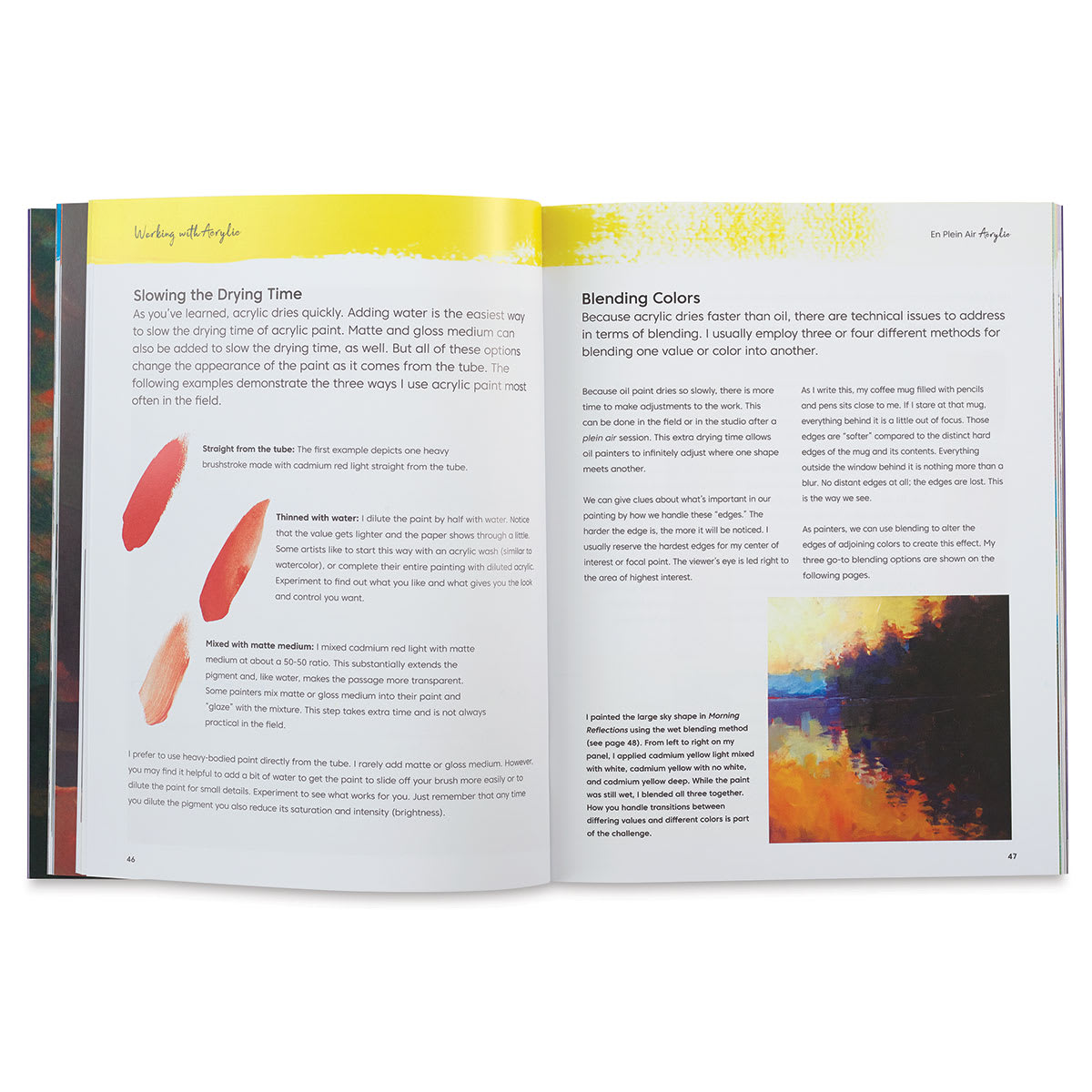 En Plein Air: Acrylic - Inside spread on working with Acrylics
