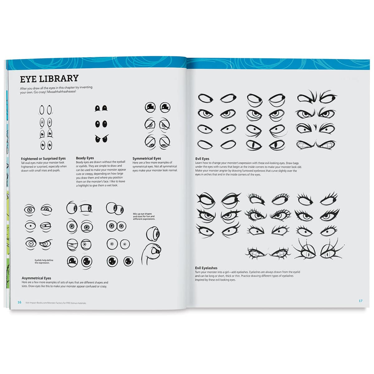 Monster Factory - Inside spread showing the Eye Library
