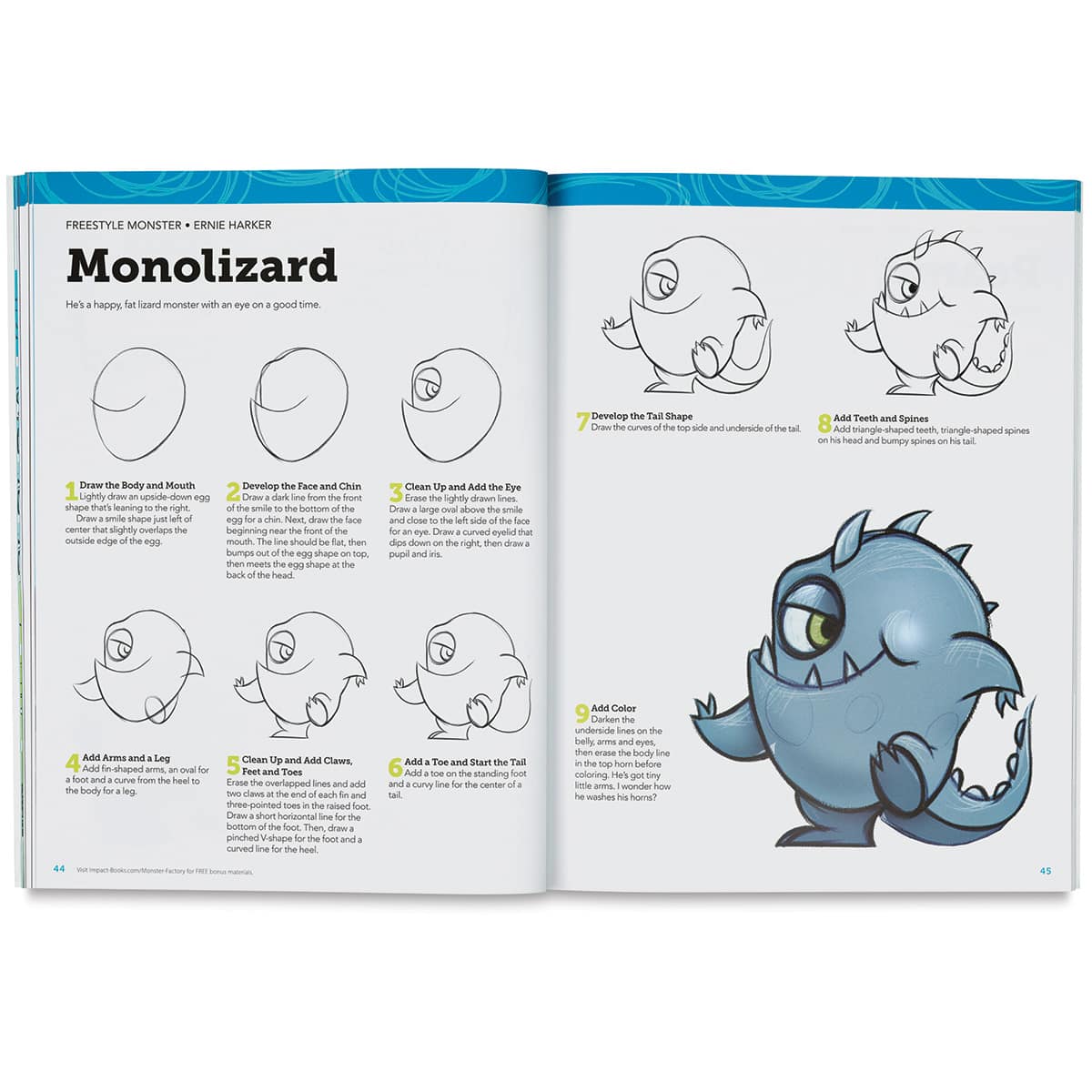 Monster Factory  - Steps for Drawing a Monolizard
