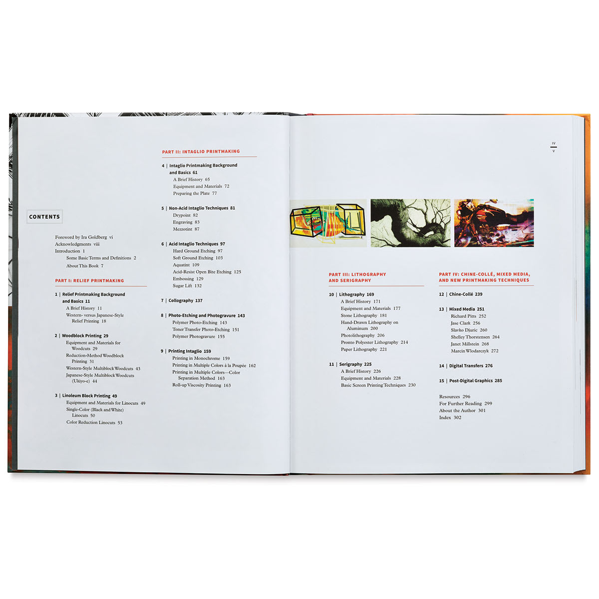 Modern Printmaking - Spread of Table of Contents
