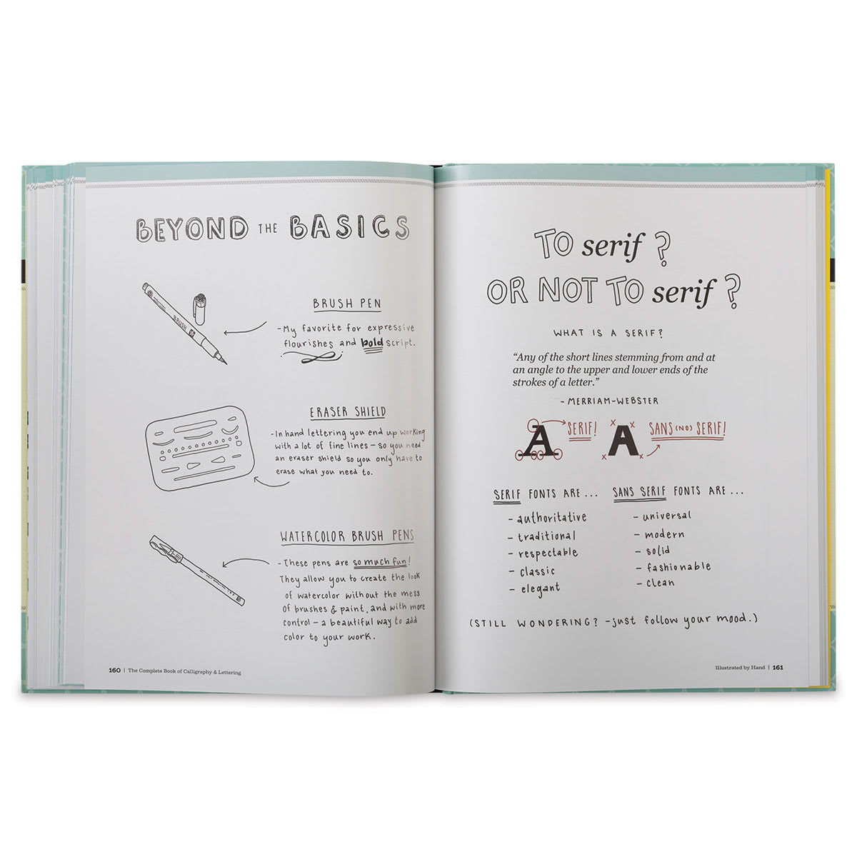 The Complete Book of Calligraphy & Lettering - Inside pages about tools and Serif script